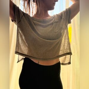 Casual Sheer Gray Crop Top